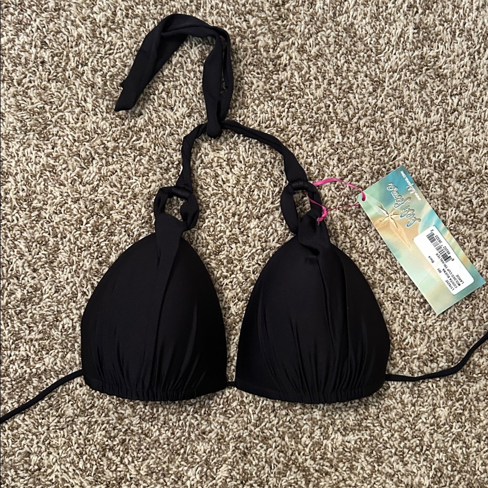 NWOT Luli Fama Black Halter Bikini Top